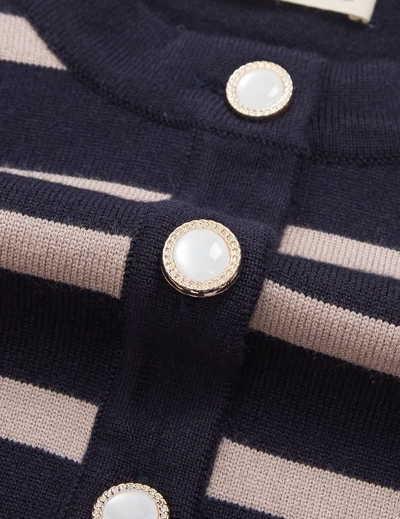 Áo Cardigan Crop Top Sọc Ngang Hải Quân