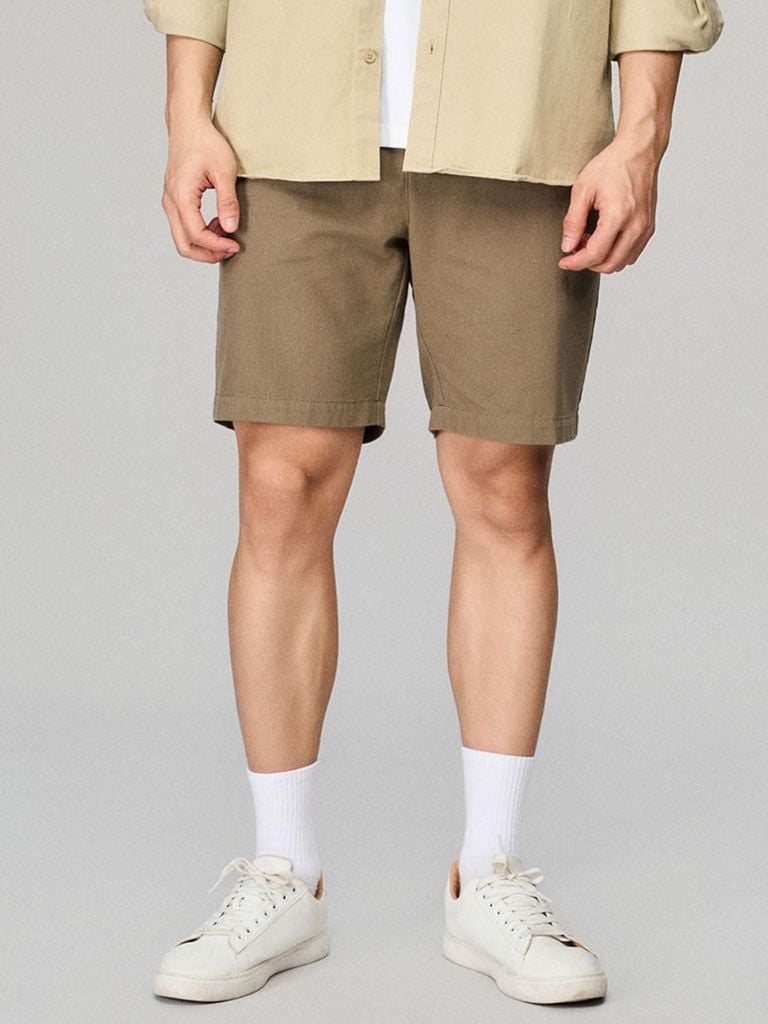 Quần Short Kaki Màu Nâu Đất/Oliu Cơ Bản