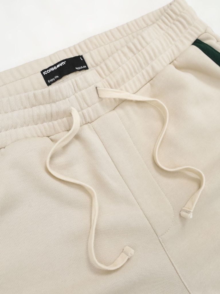 Quần Jogger Nỉ Màu Kem Sọc Xanh Đậm